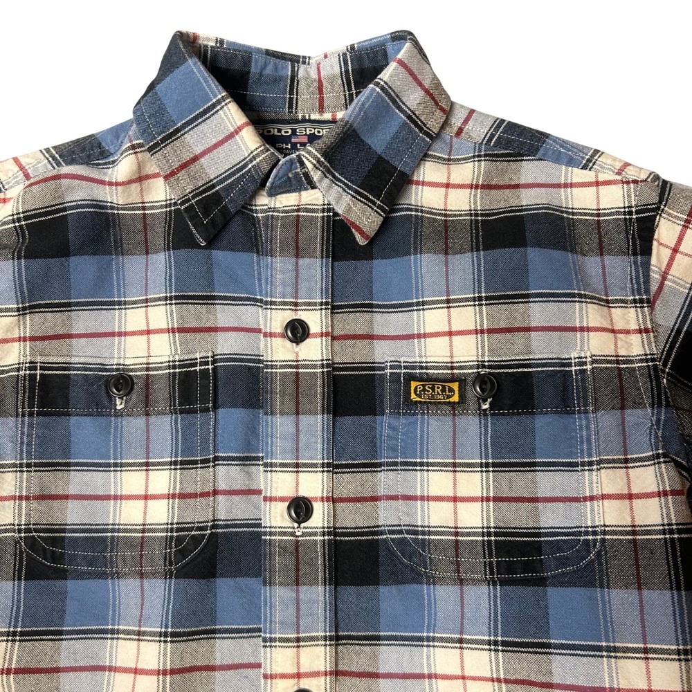 Polo Sport Ralph Lauren Boys Plaid Flannel Shirt PSRL Patch Size 6 Vintage Y2K - Picture 6 of 7